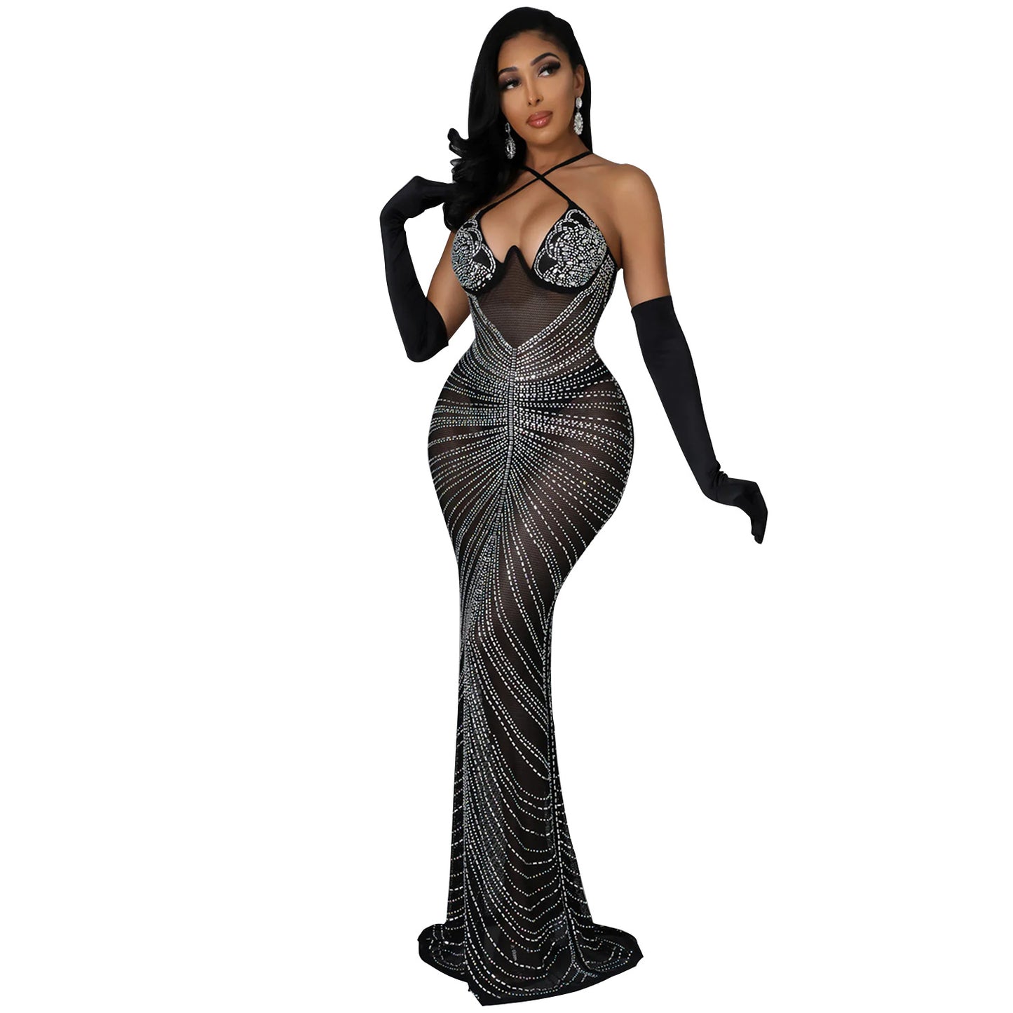Robe de soirée pailletée scintillante pour femmes Chic und Stil