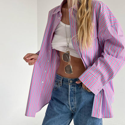 Chemisier oversize pour femmes avec de fines rayures Chic und Stil