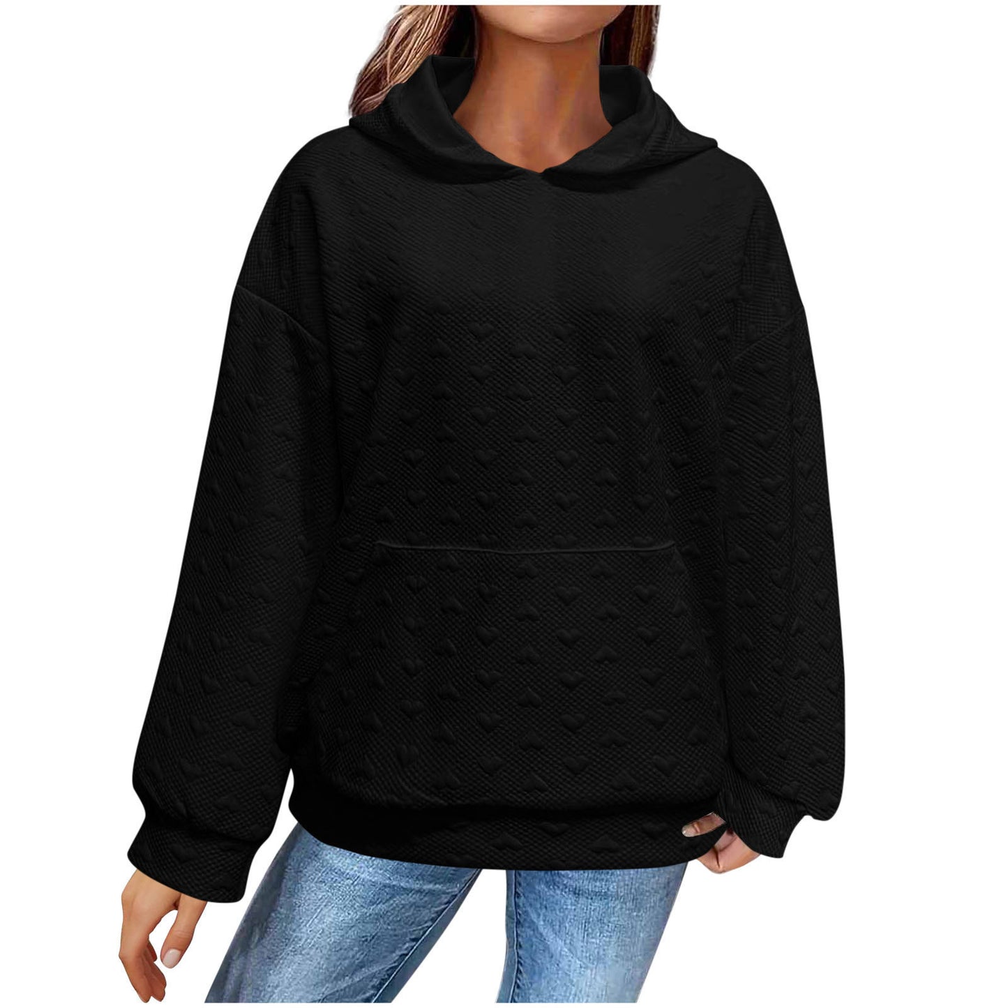 Pull à capuche pour femmes avec motif de cœur texturé Chic und Stil