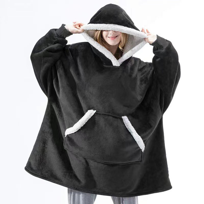 Ladies comfortable sweat poncho with soft lining and practical pockets Chic and Style