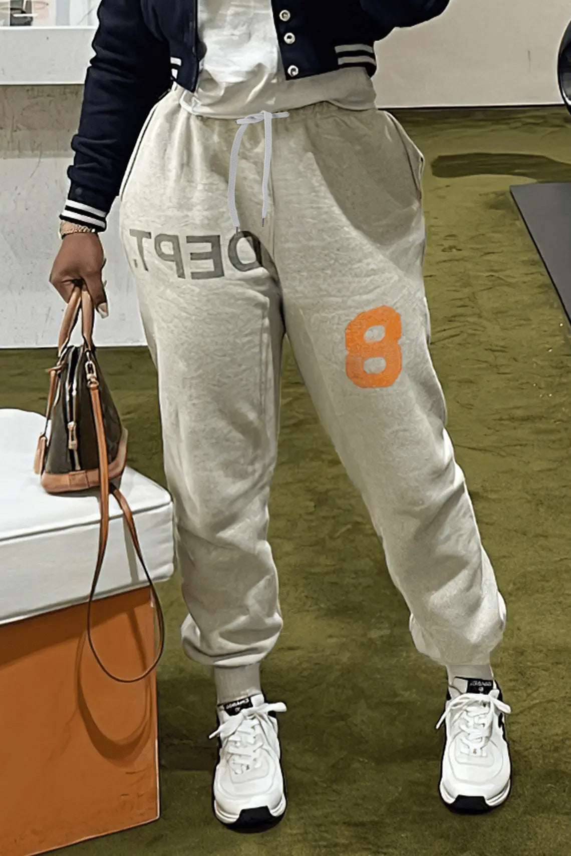 Ladies Comfortable Sports Pants with Modern Graphic and Elastic Waist Chic and Style