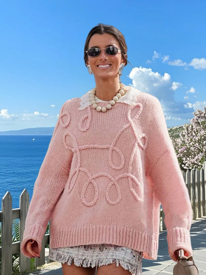 Pull en tricot à motif cable et coupe décontractée pour femmes Chic und Stil