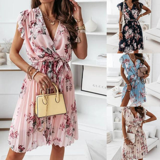 Dames fleurs robe portefeuille avec volants Chic und Stil