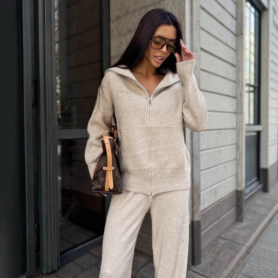 Pull à fermeture éclair pour femmes au design côtelé avec coupe décontractée Chic und Stil