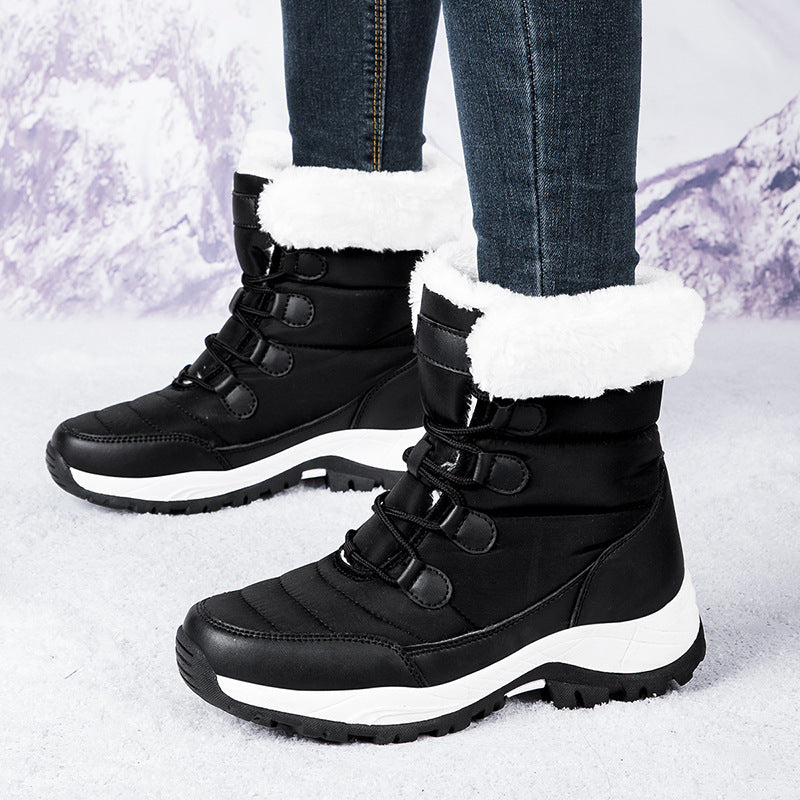 Chic und Stil | Boots - Knee-high - Quilted - Lined with faux fur - Lacing