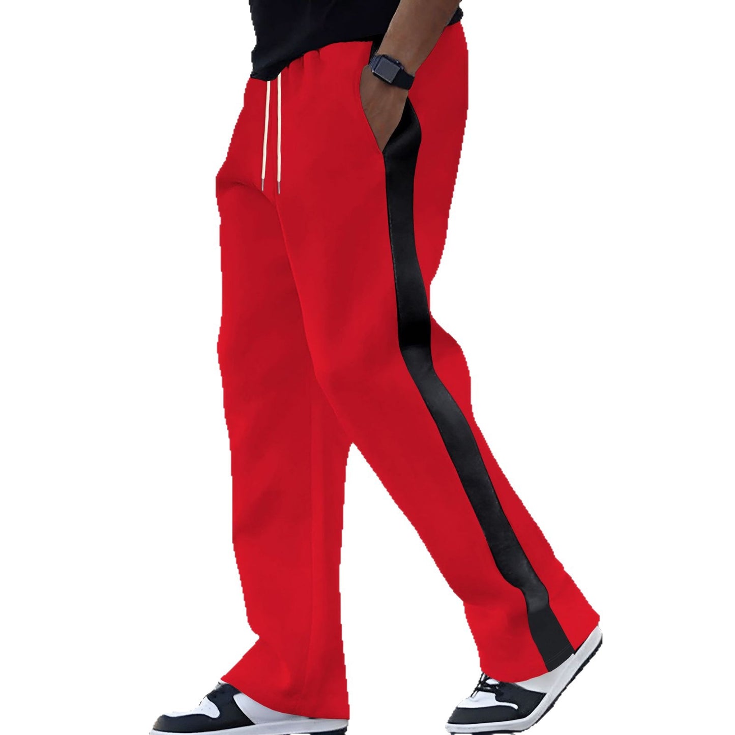 Trendy sports pants for men with elastic waistband and contrasting side stripes Chic and Style