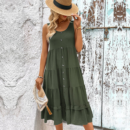 Robe à couches pour femme avec boutonnière mi-longue Chic und Stil