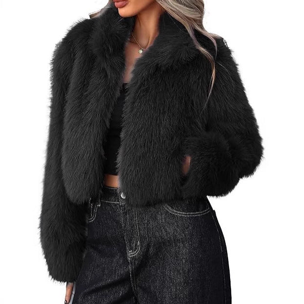 Dames élégante veste en fausse fourrure avec coupe volumineuse Chic und Stil