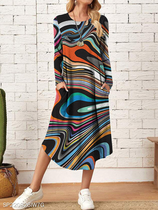 Robe maxi femme avec motif floral et poches latérales pratiques Chic und Stil