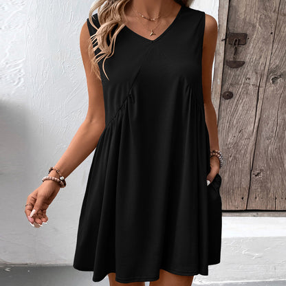 Robe femme fluide à décolleté en V avec poches latérales et coupe fluide Chic und Stil