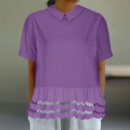 Blouse à ourlet en dentelle élégante Chic und Stil pour femmes