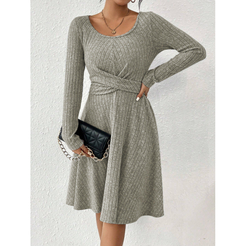 Robe en jersey fluide pour femmes avec ceinture portefeuille et manches longues Chic und Stil