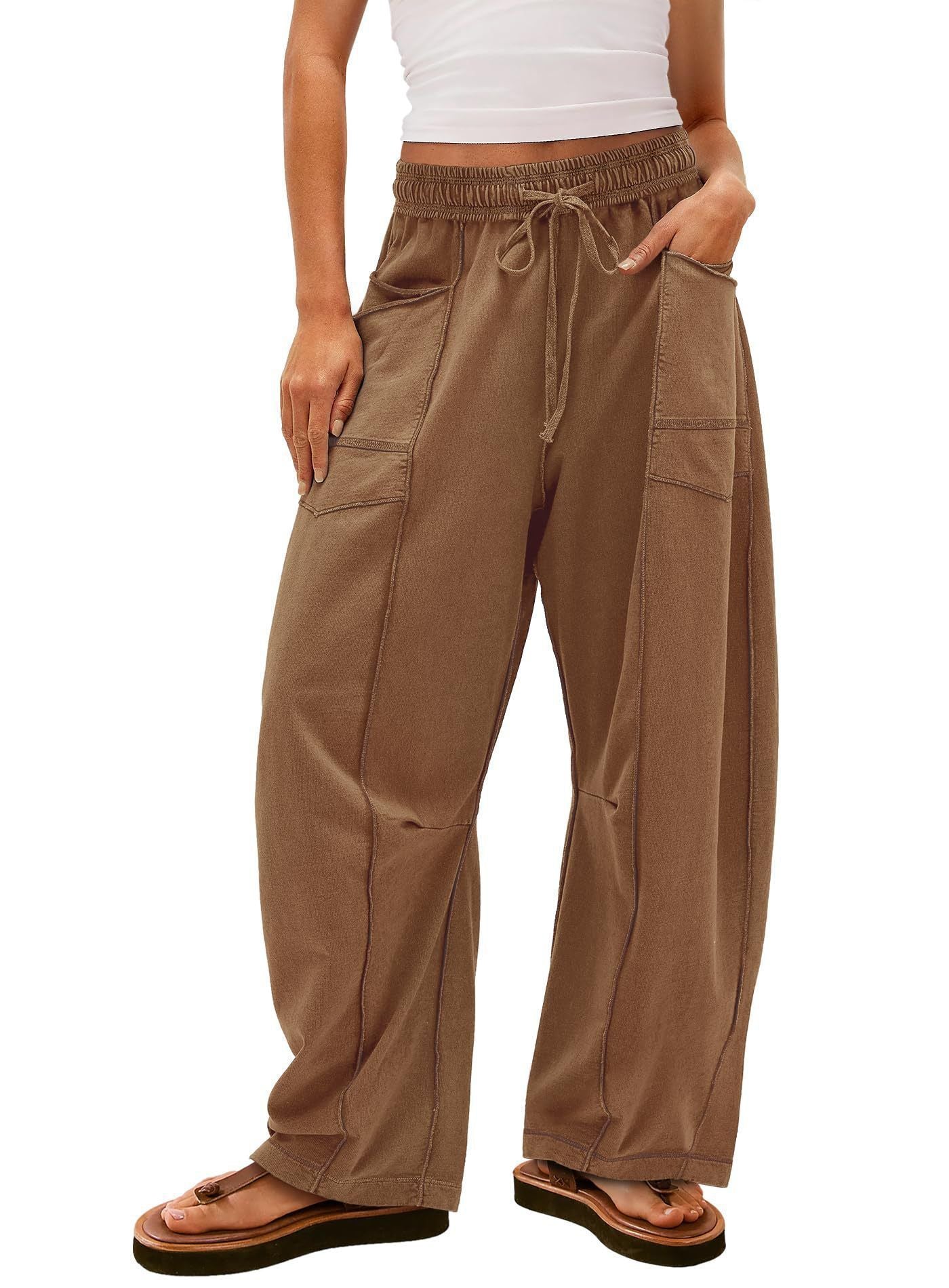 Ladies Comfortable Leisure Pants with Side Pockets Chic and Style