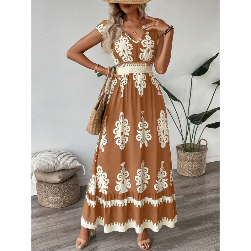 Robe maxi à décolleté en V brodée pour femmes Chic und Stil