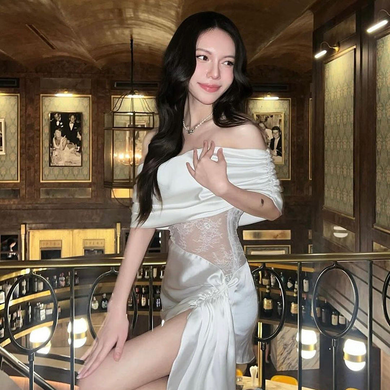 Robe de soirée Off-Shoulder avec détail en dentelle Chic und Stil