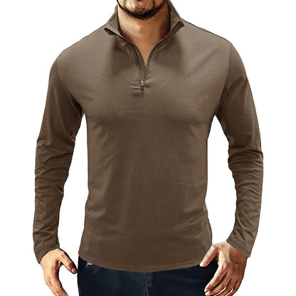 Functional T-shirt for men with high collar and half-zip Chic und Stil