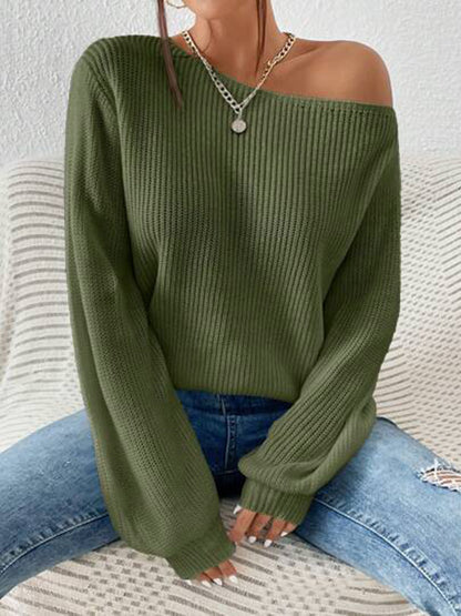 Dames off-shoulder pull en tricot à coupe large Chic und Stil