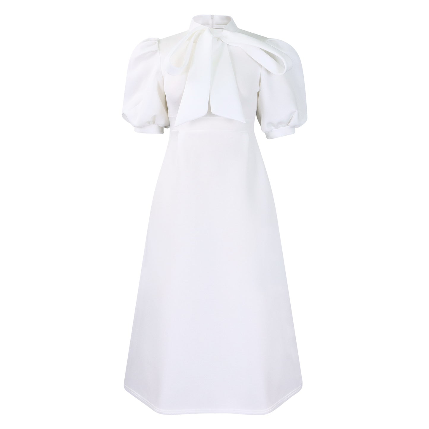 Robe midi femme avec un élégant noeud et des manches bouffantes Chic und Stil