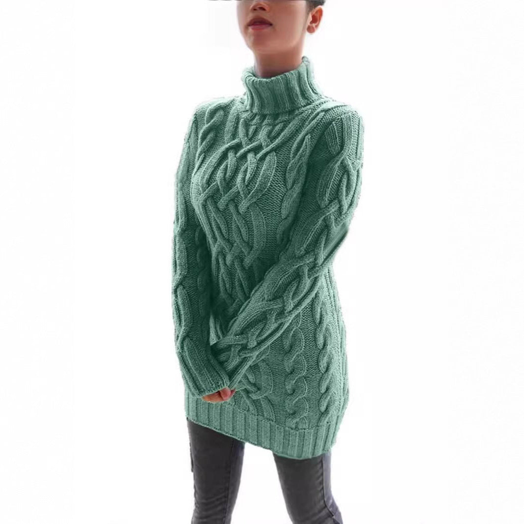 Pull en gros tricot pour femmes avec col montant et motif en cable Chic und Stil