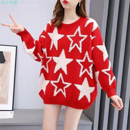 Pull-over oversized décontracté pour femmes avec motif d'étoiles Chic und Stil
