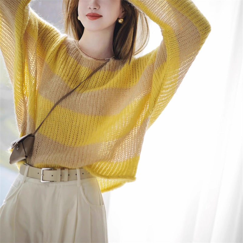 Pull femme décontracté en tricot épais avec motif transparent Chic und Stil