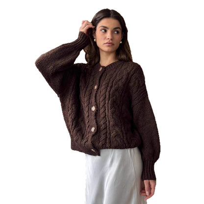 Dames gros tricot cardigan avec des détails de bouton élégants et des manches volumineuses Chic und Stil