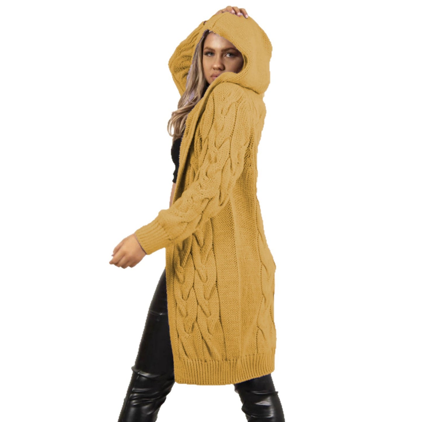 Dames Grossstrick Cardigan avec capuche et poches pratiques Chic und Stil