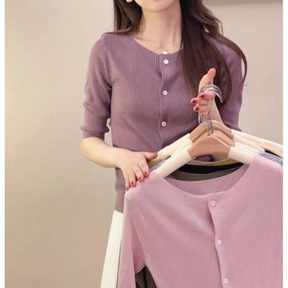 Cardigan à boutons côtelé pour femmes Chic und Stil