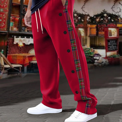 Pantalon de loisir sportif pour hommes avec boutons latéraux et motif à carreaux Chic und Stil