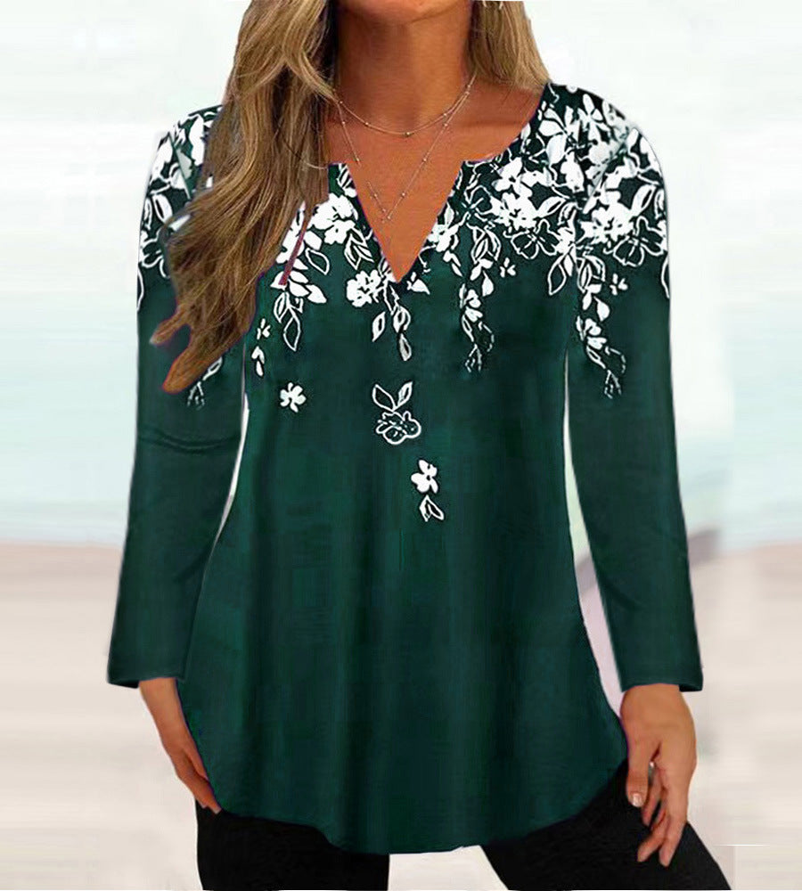 Dames Élégante blouse avec design floral et décolleté en V Chic und Stil