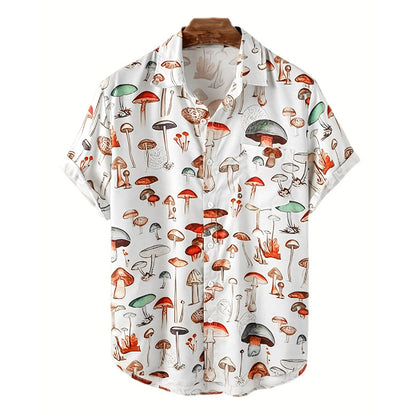 Chemise à manches courtes pour hommes avec motif de champignon coloré Chic und Stil