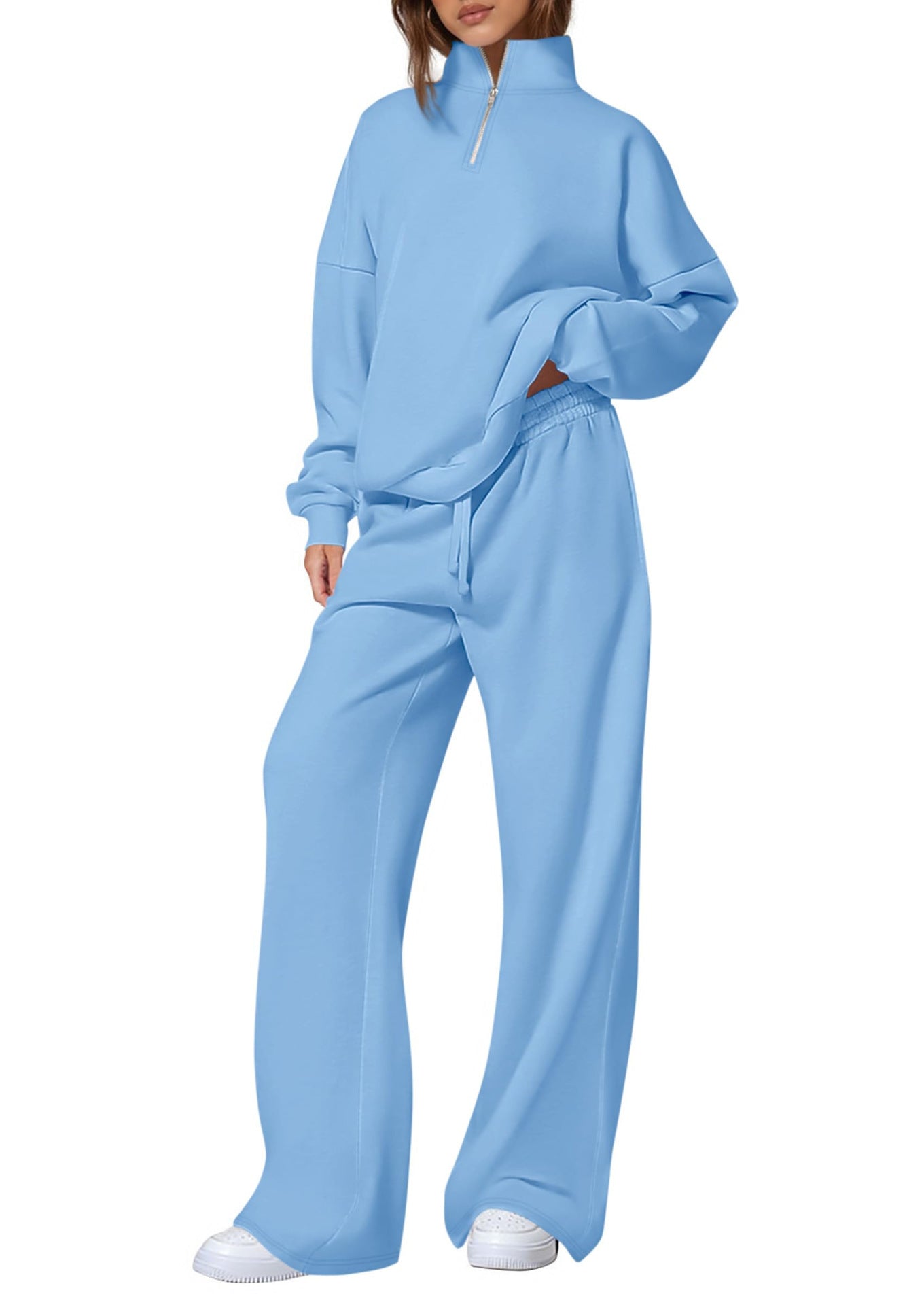 Ensemble de sweatpants décontracté pour femmes avec col montant et fermeture éclair Chic und Stil