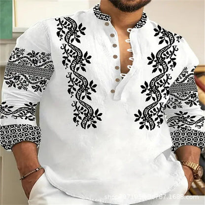Chemise décontractée brodée pour hommes avec patte de boutonnage Chic und Stil