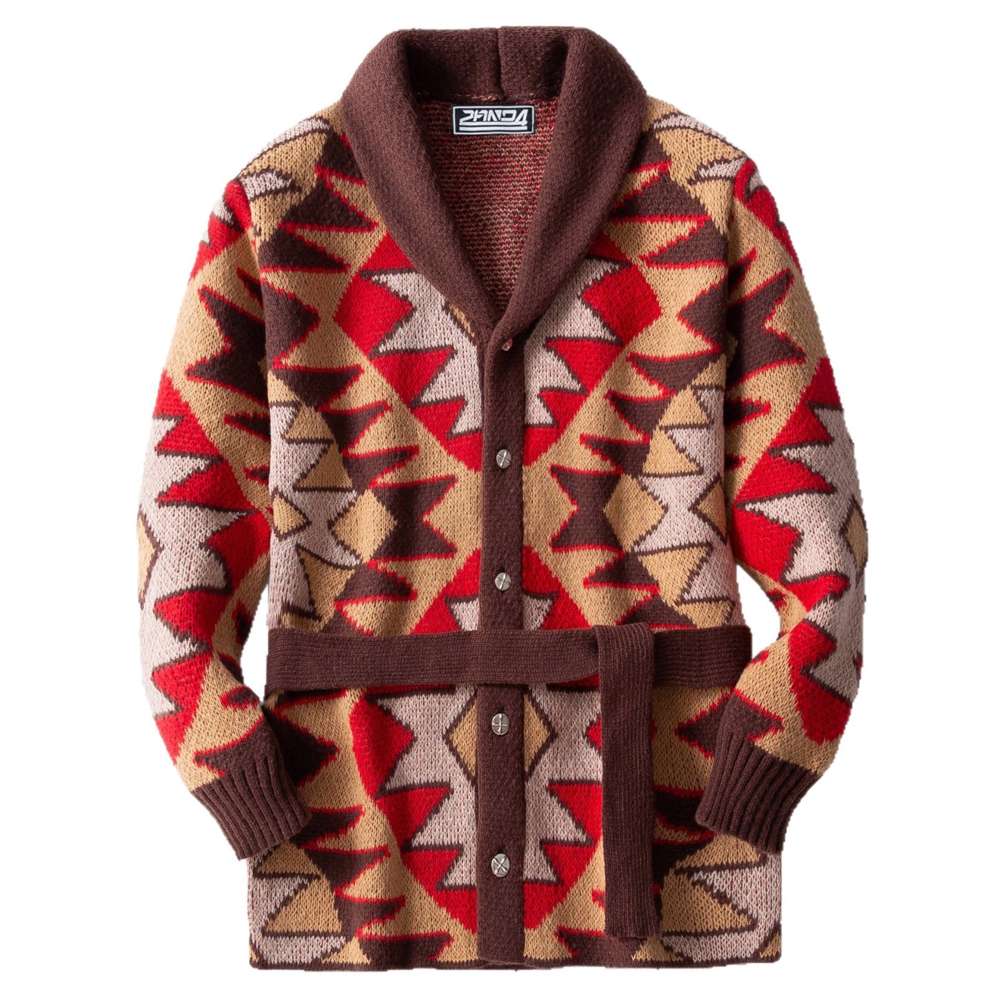 Dame cardigan avec motif géométrique et large col Chic und Stil