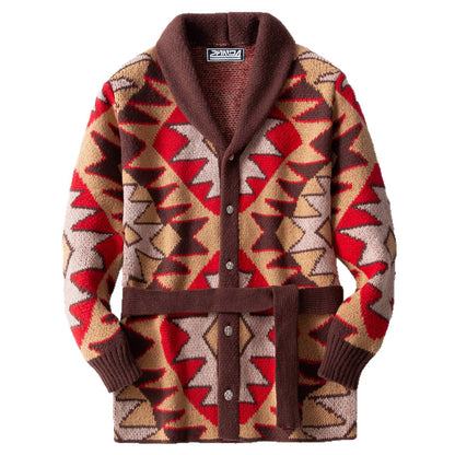 Dame cardigan avec motif géométrique et large col Chic und Stil