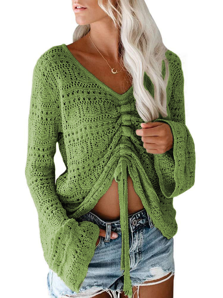 Femme pull à col V tendance avec fronces Chic und Stil