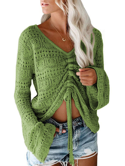 Femme pull à col V tendance avec fronces Chic und Stil