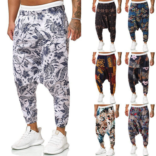 Harem pants for men with unique fancy pattern and elastic waist Chic and Style