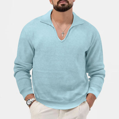 Pull pour homme à col en V tendance en matière tricot respirante Chic und Stil