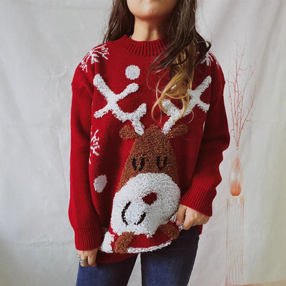 Pull de Noël douillet pour femmes avec un motif de renne amusant Chic und Stil