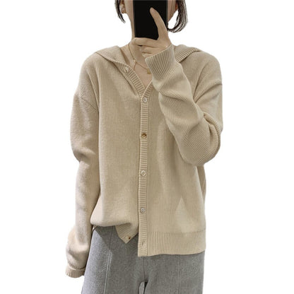 Dames cardigan tricot décontracté avec décolleté en V deep et grands détails de bouton Chic und Stil