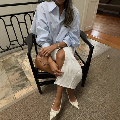 Dames chemise stylée, courte, avec un motif rayé de bon goût et des tailles modernes Chic und Stil