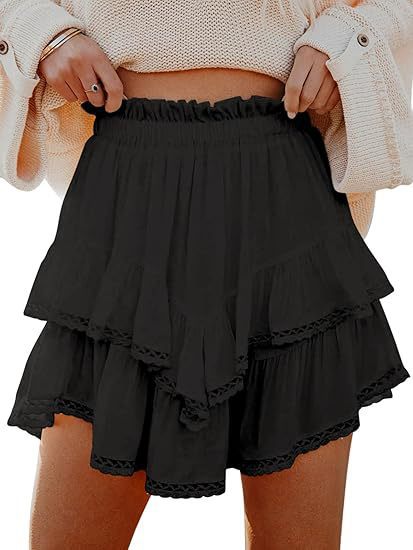 Jupe d'été pour femmes avec des détails voluminueux en dentelle et une taille élastique Chic und Stil