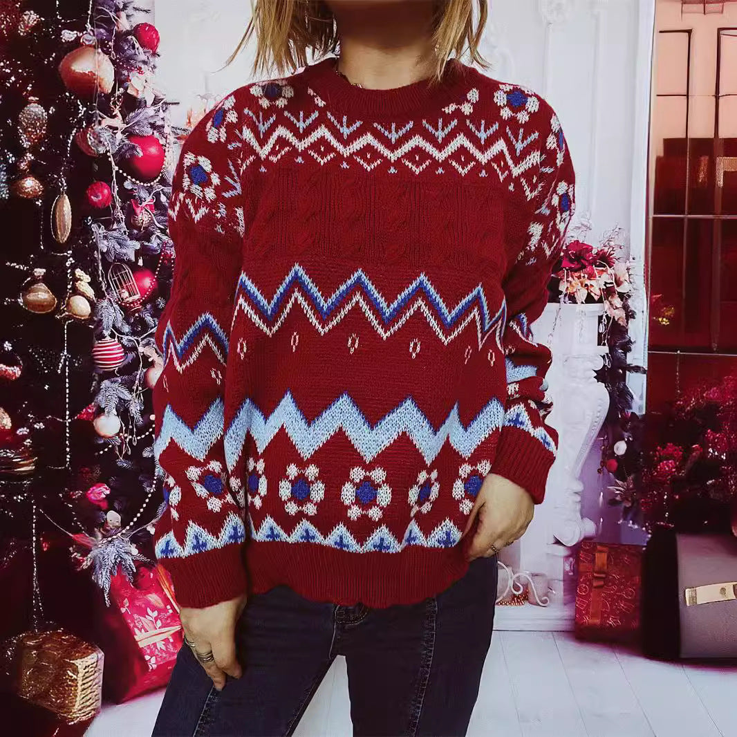 Pull en tricot élégant pour femmes avec motif nordique Chic und Stil