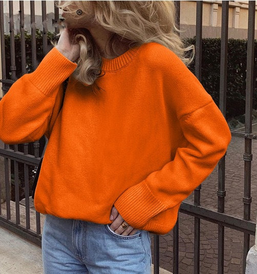 Dames pull-over surdimensionné avec un joli motif en tricot et de larges bords Chic und Stil