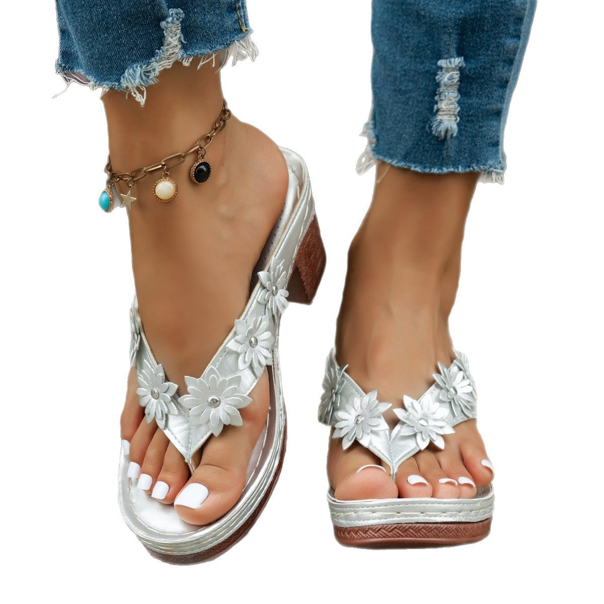 Sandales en tongs décoratives pour femmes Chic und Stil