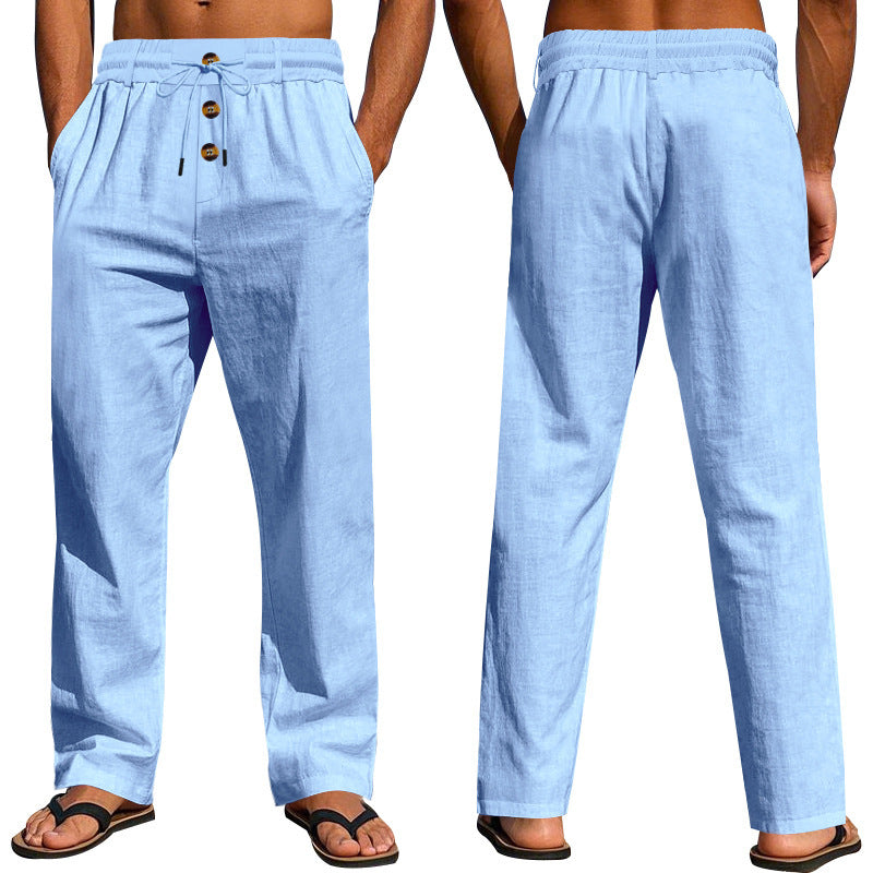 Comfortable and airy linen pants for men with elastic waistband and practical pockets Chic and Style