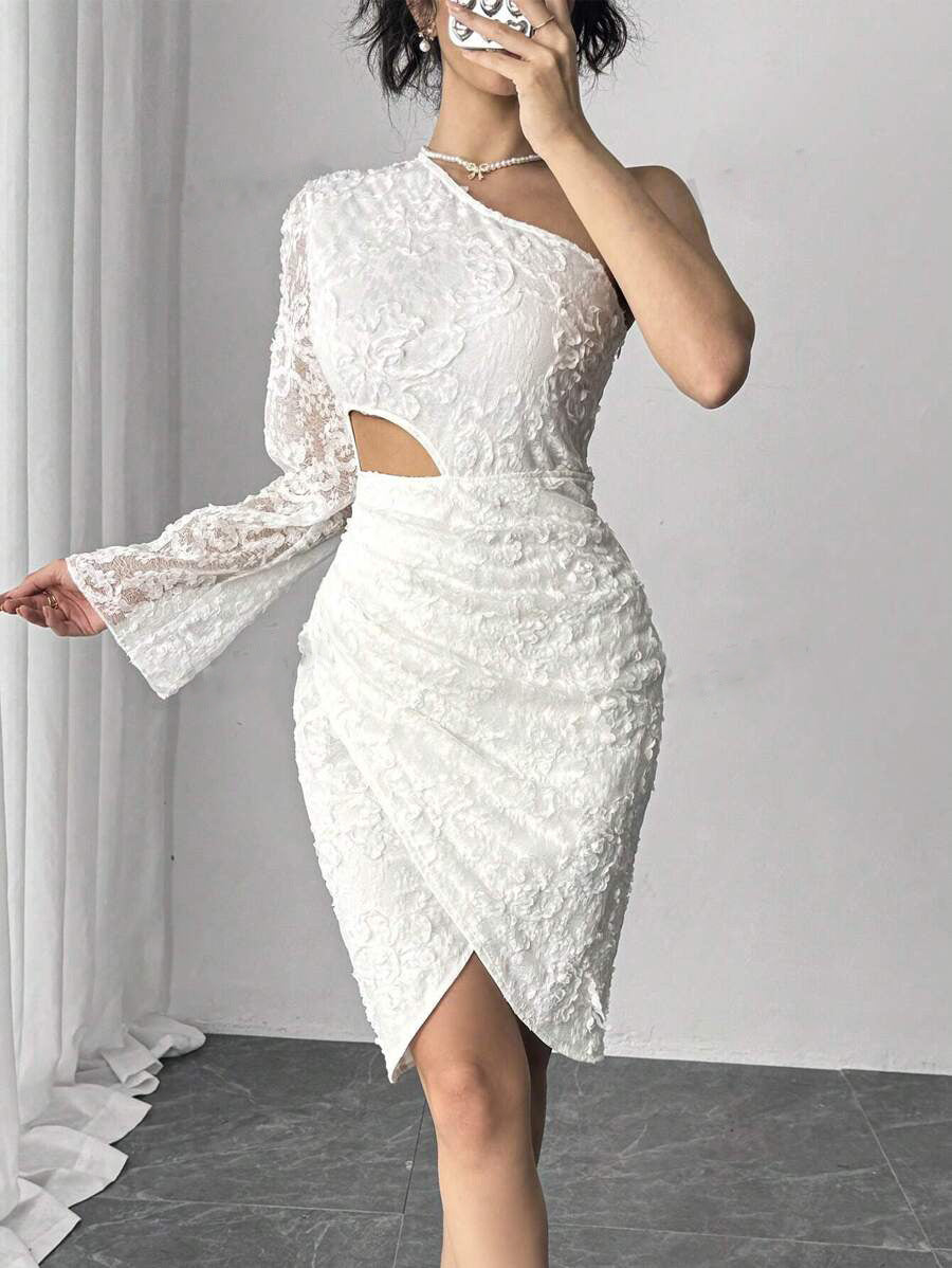 Robe de cocktail asymétrique en dentelle pour femmes Chic und Stil