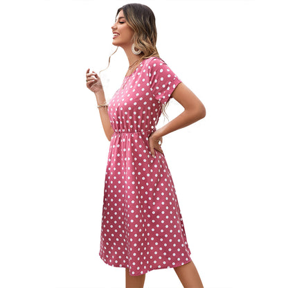 Robe midi pour femmes en matériau de coton souple et taille élastique Chic und Stil