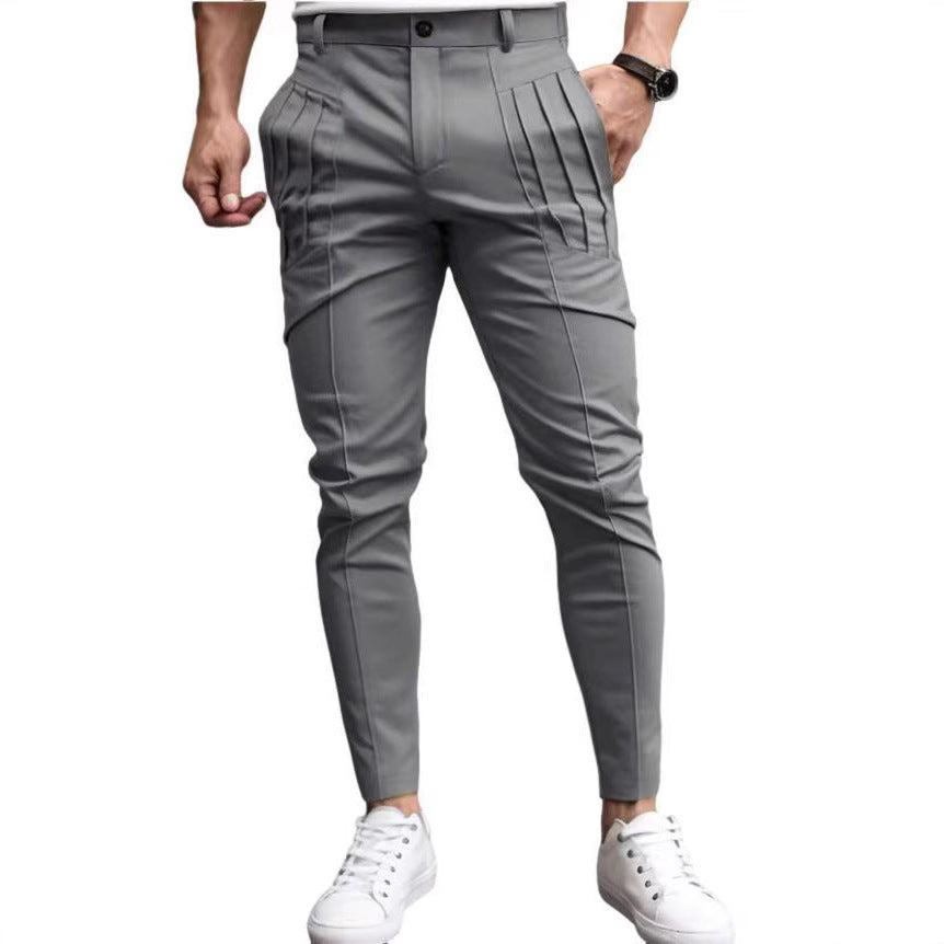 Fashion Slim-Fit Pants for Men with Pleats and Special Pockets Chic and Style